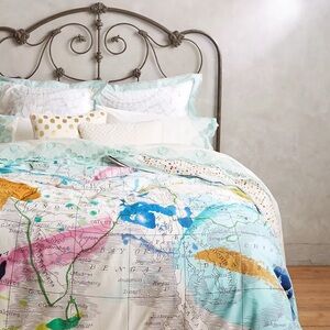 Anthropologie Tradewinds World Map Duvet Cover - Queen
